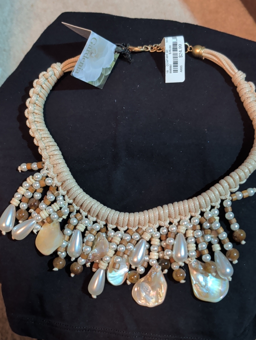 Beige Pearl & Shell Statement Necklace
